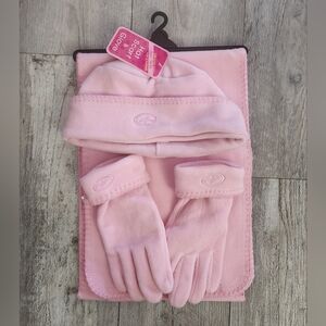 Ultra Lite Warm Stylish 3pc Pink Scarf, Hat, and Glove Set